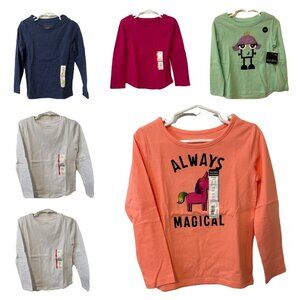 Set of 6 Toddler Girl Long Sleeve Okie Dokie Garanimals Cat & Jack Shirts 5T